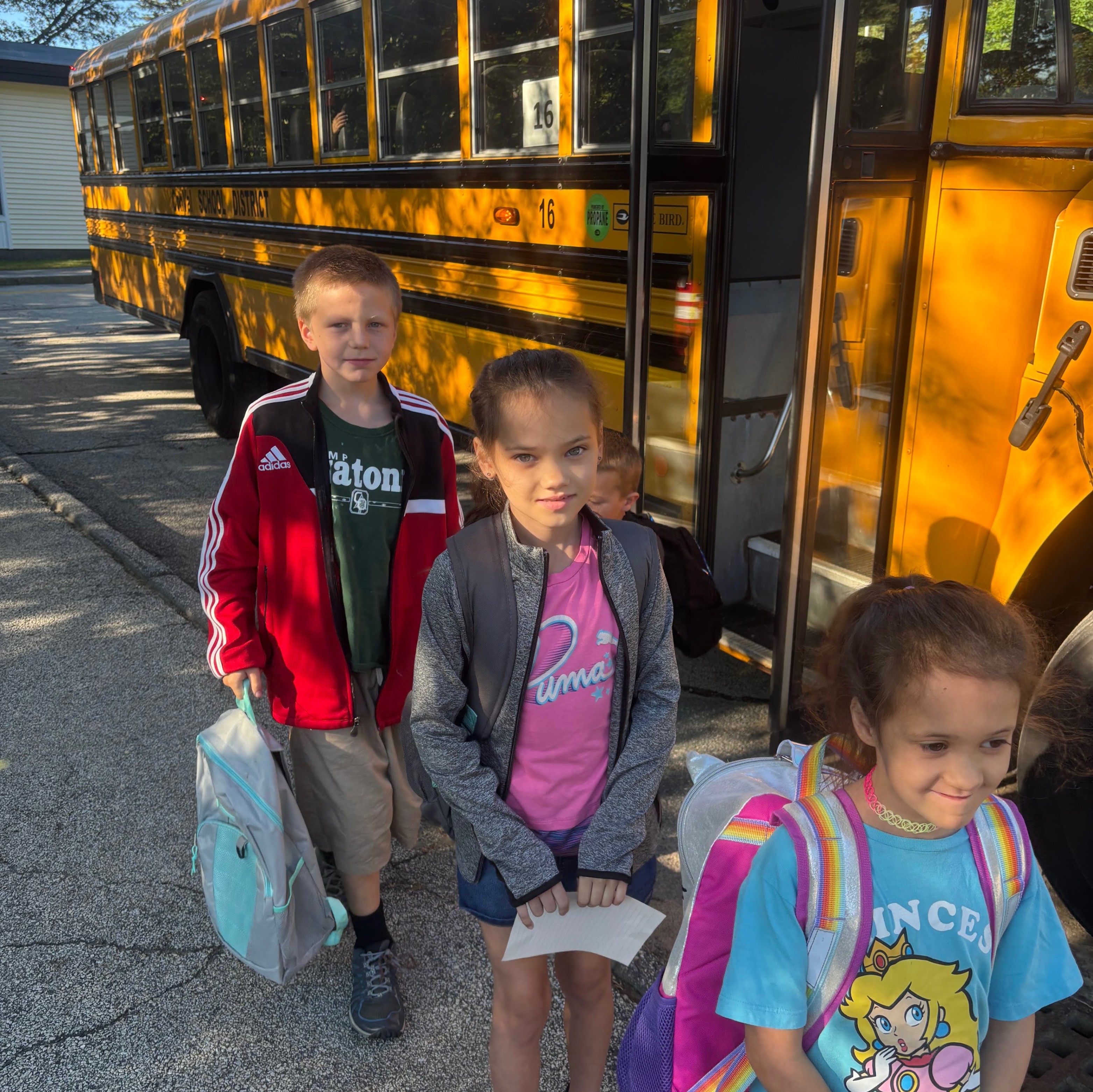 disembarking the school bus