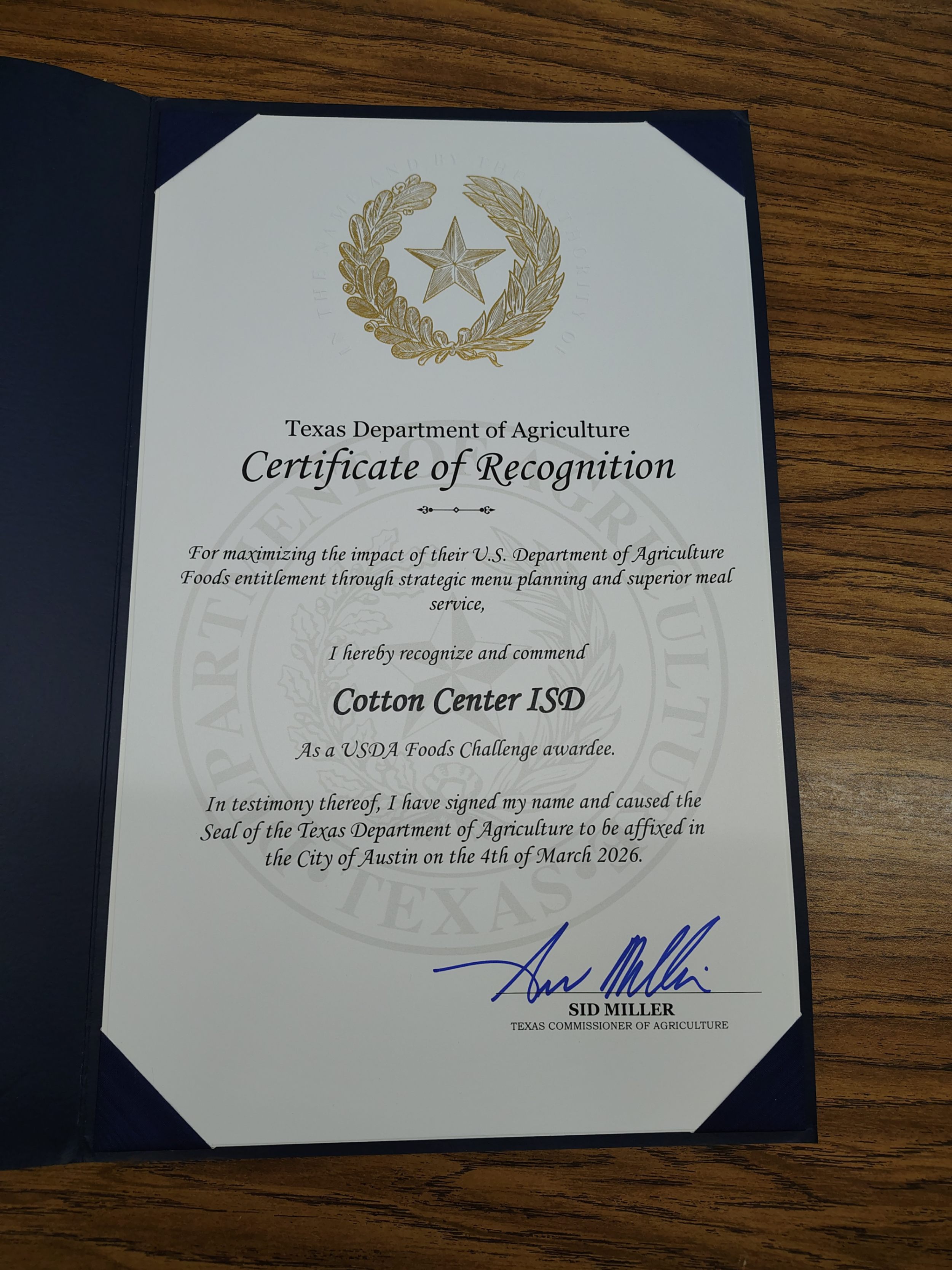 Certificate of Recognition