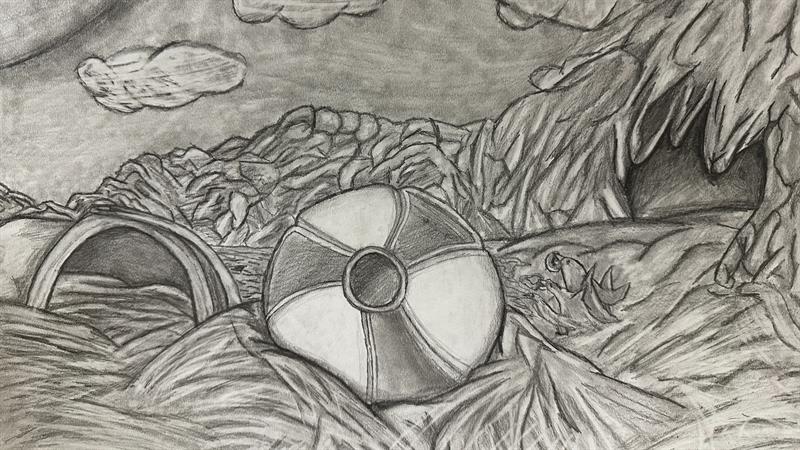 Drawing of the beach