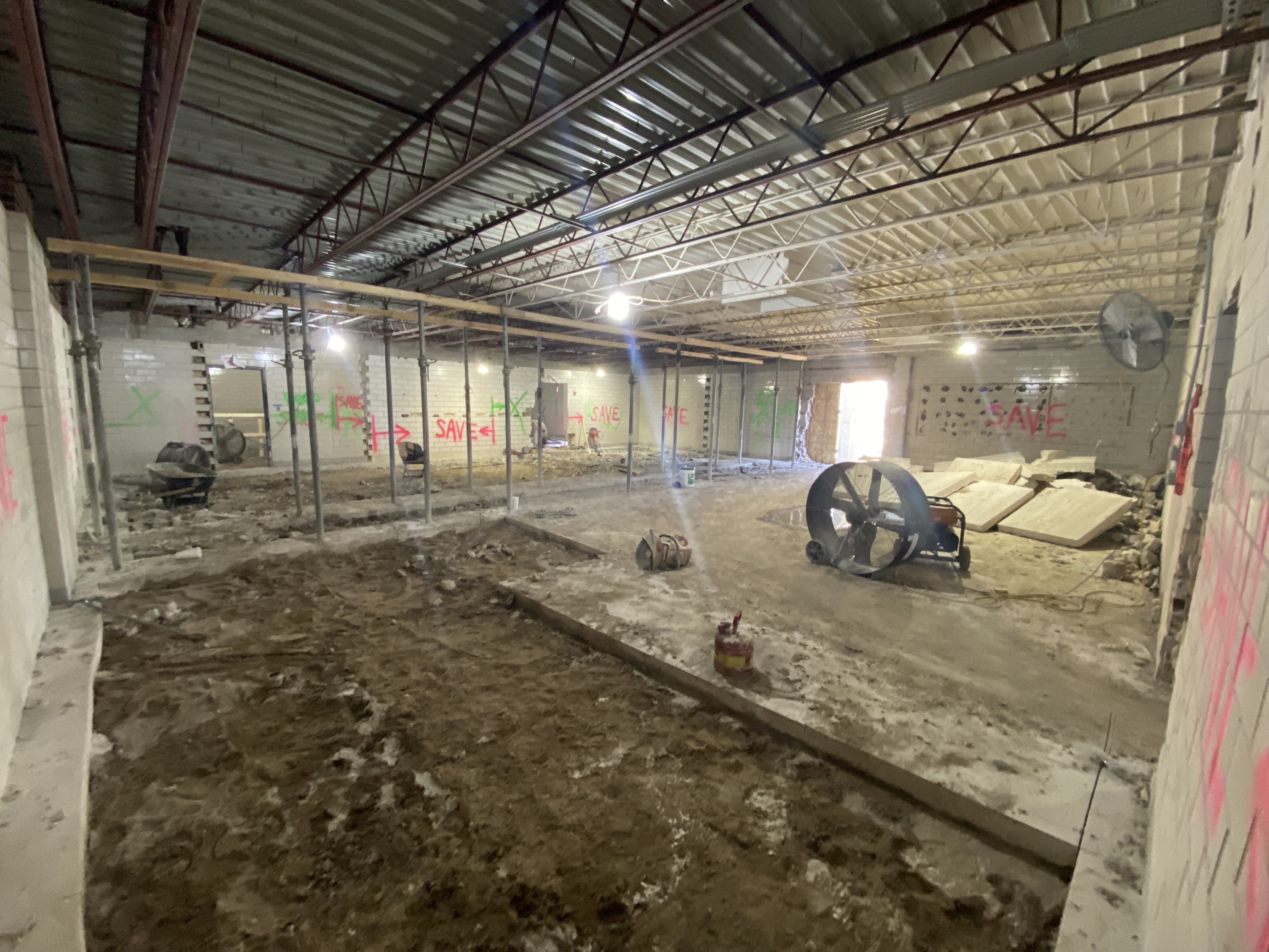 Update on the interior (old locker rooms & weight room)