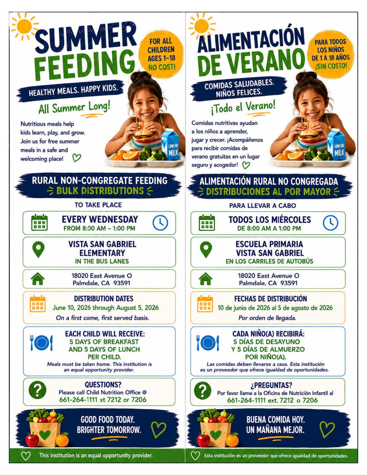 feeding program calendar english and spanish