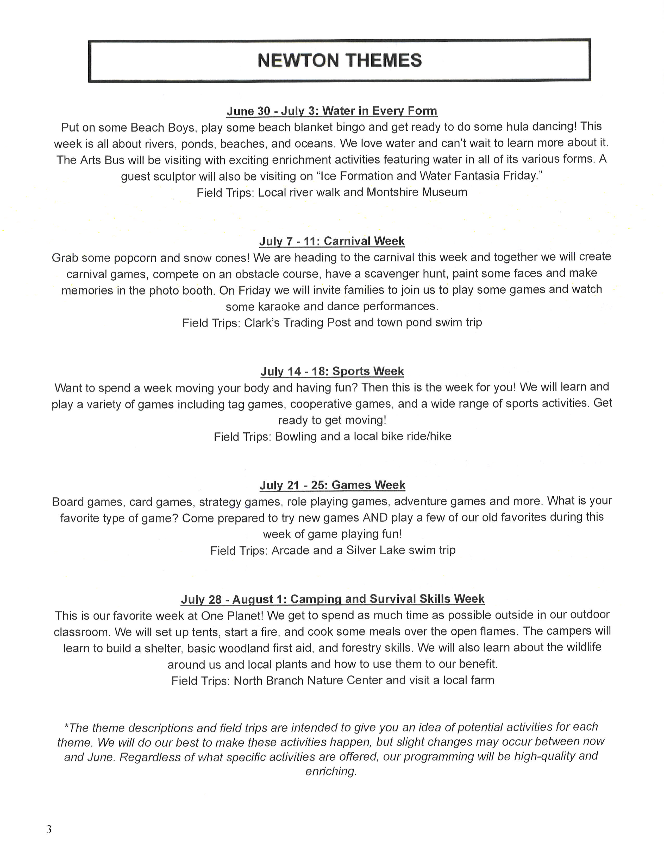 One Planet Summer Camp