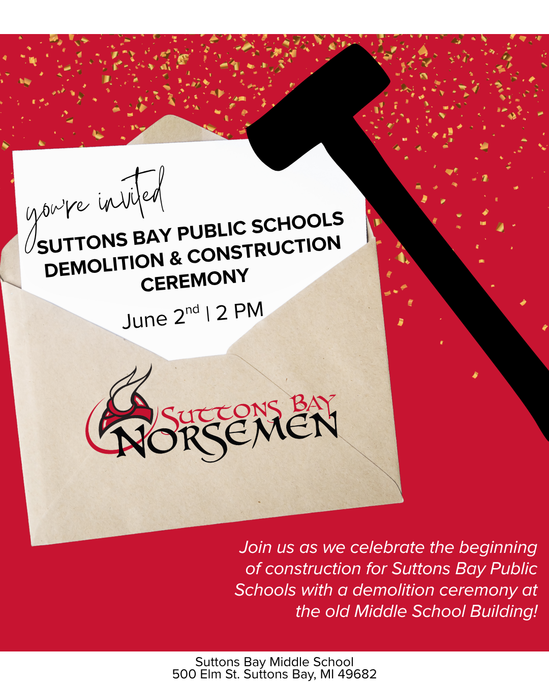 Suttons Bay Schools Demolition & Construction Ceremony June 2, 2026