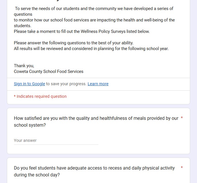 Wellness Policy Survey