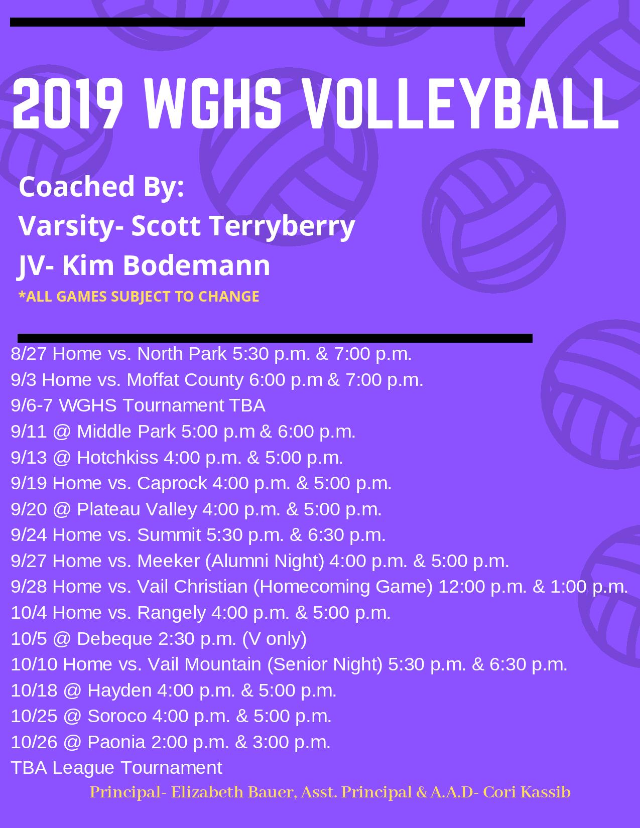2019 Volleyball Schedule