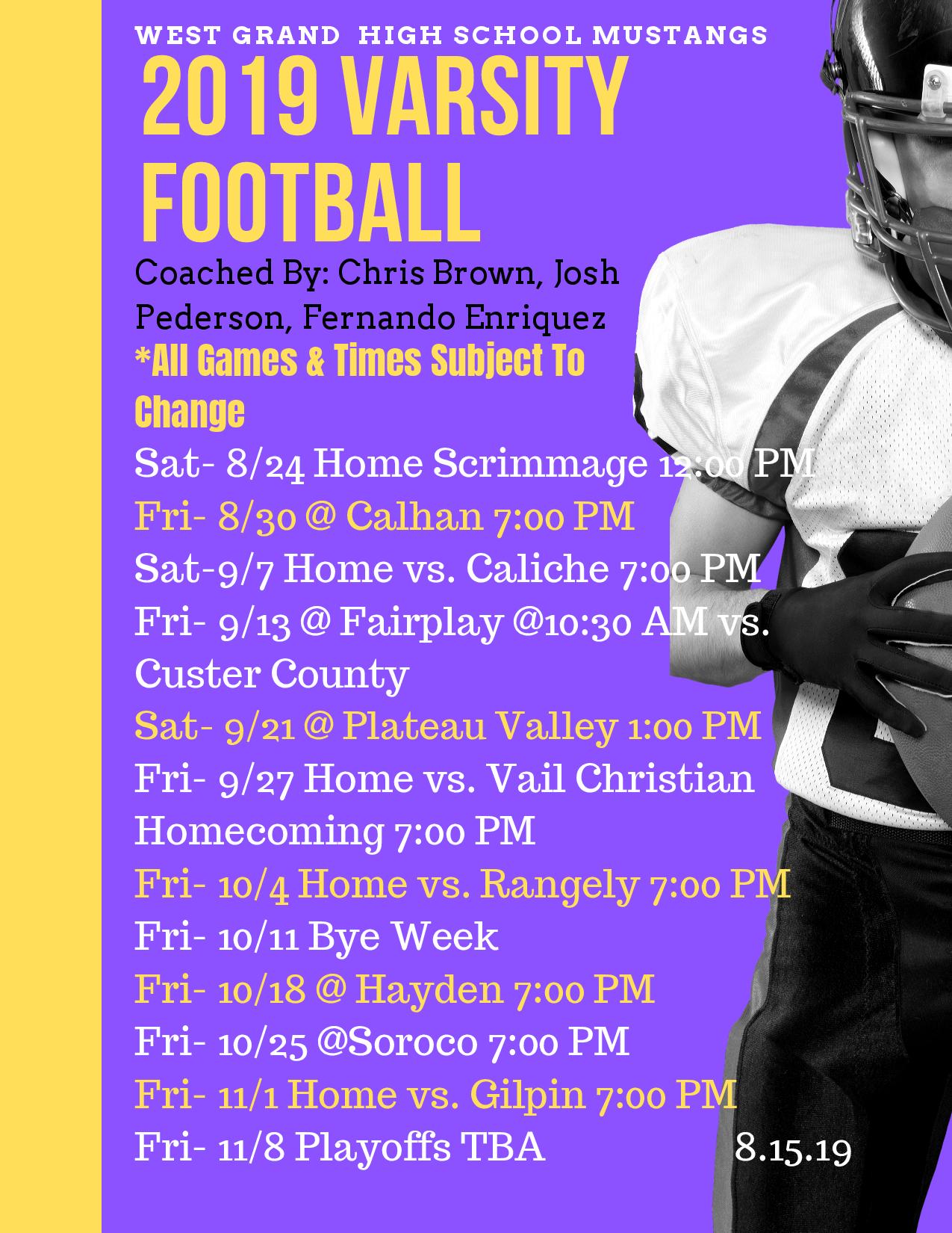 2019 Football Schedule
