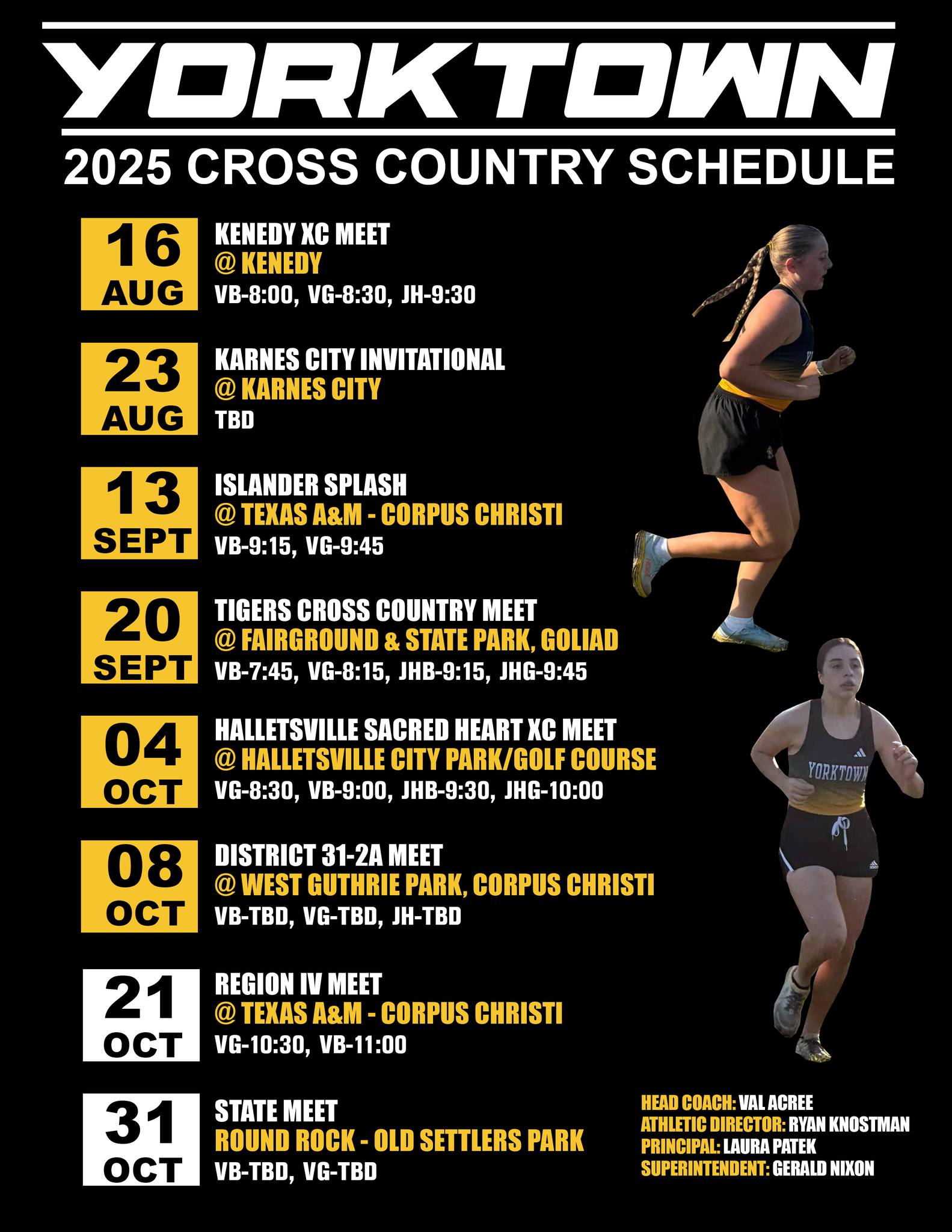2025 CROSS COUNTRY SCHEDULE