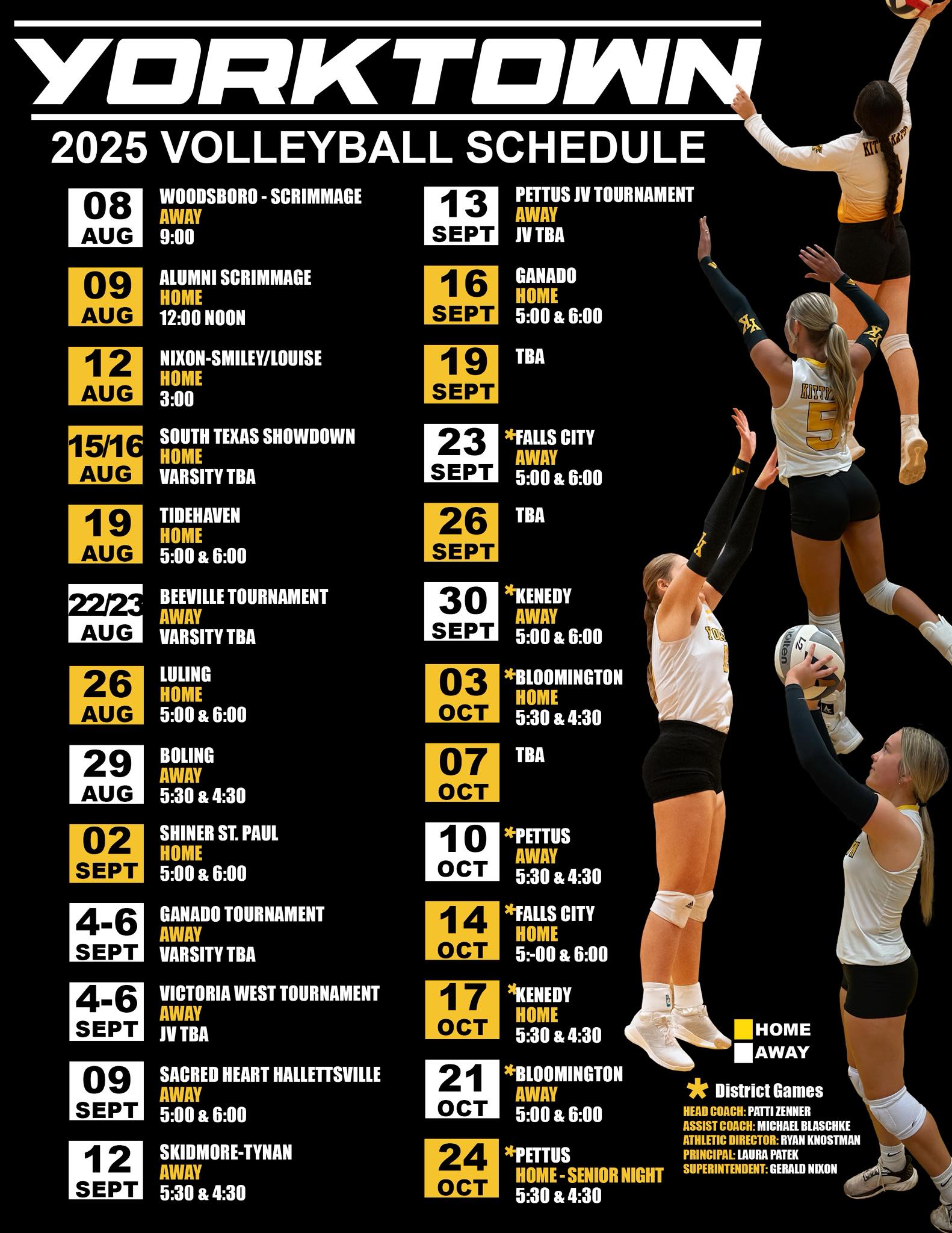 2025 VOLLEYBALL SCHEDULE