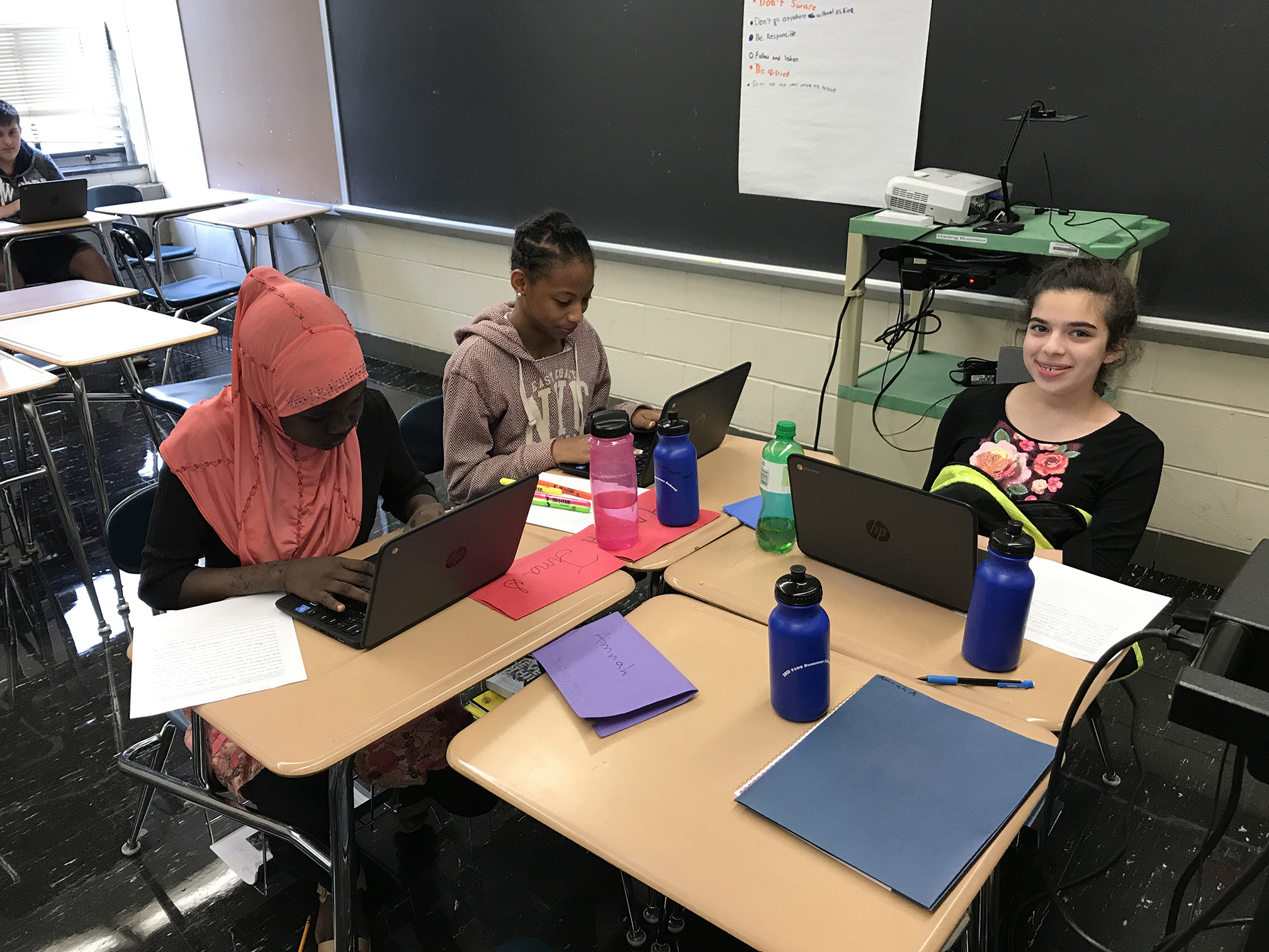 Students working on Chromebooks