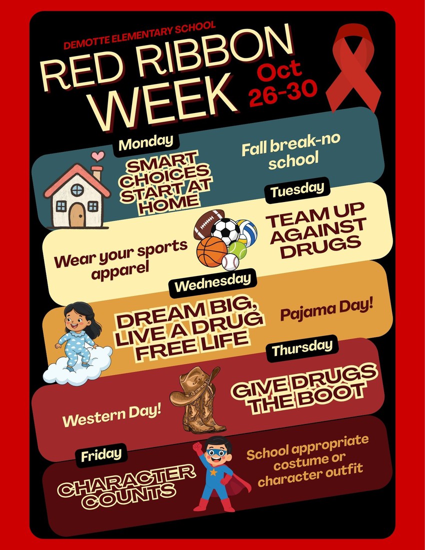 Red Ribbon week announcement 10/26-10/30