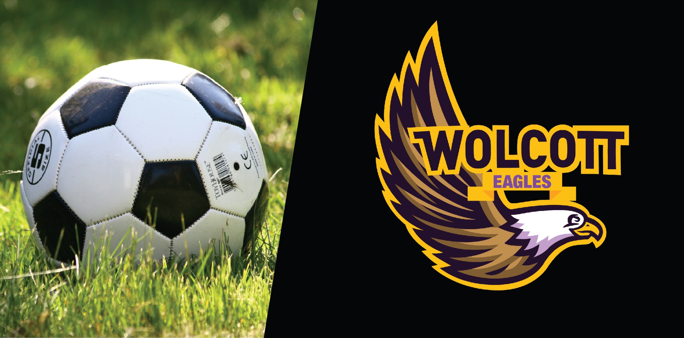 soccer ball and Wolcott Eagle logo