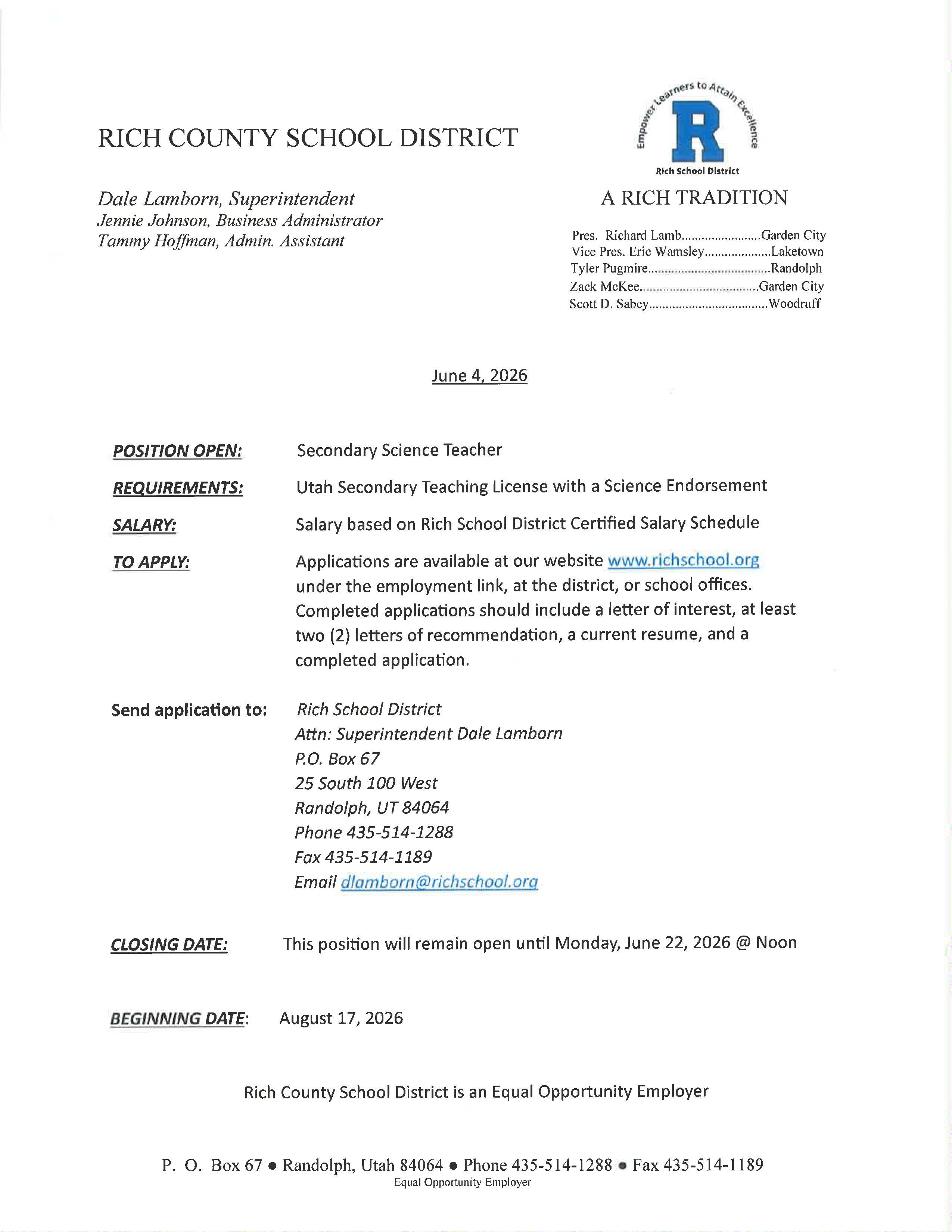 Please apply