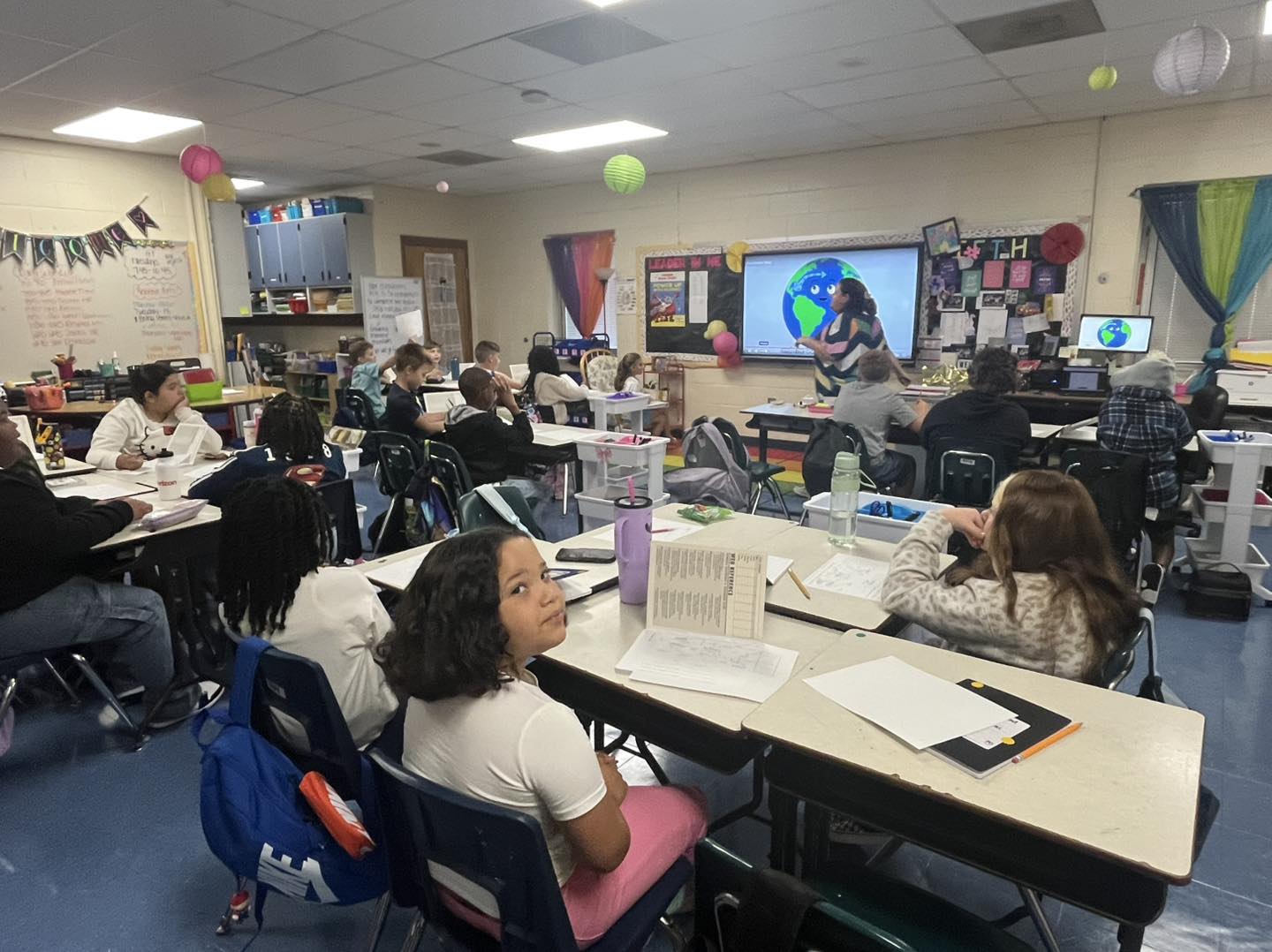 Students studying in classroom