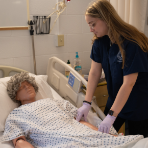 student working in lab