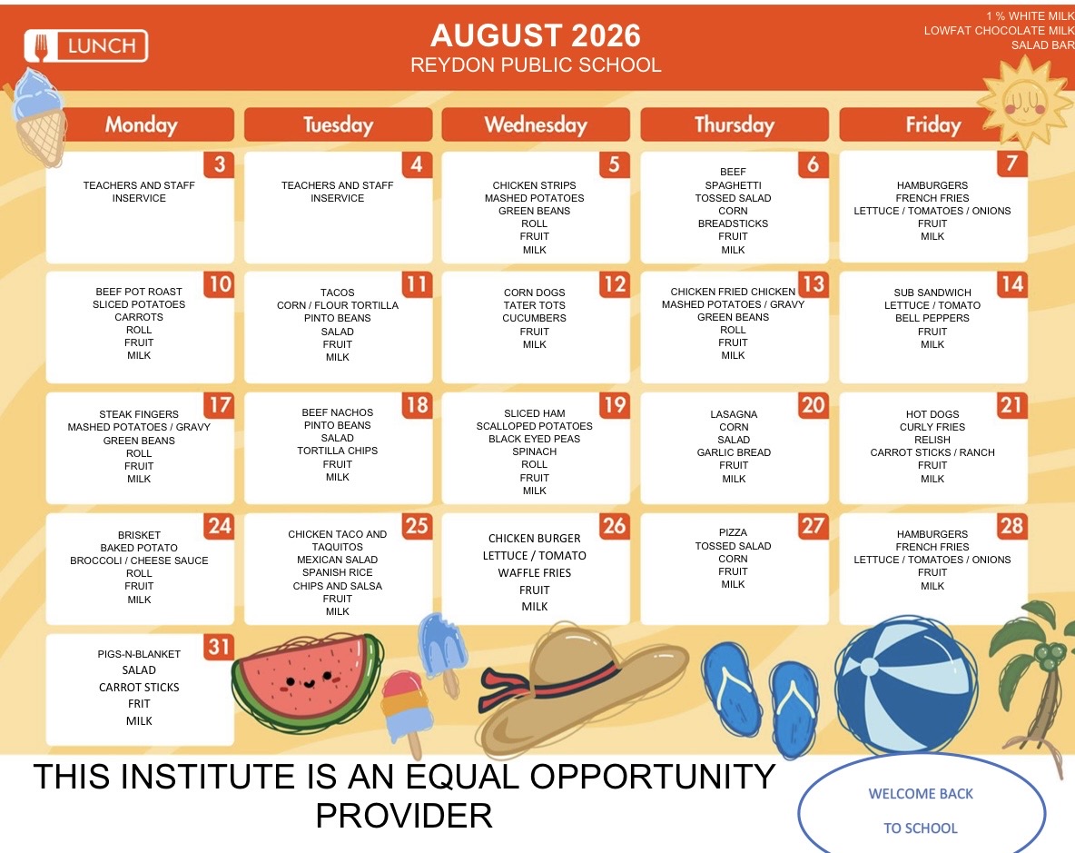 August Lunch Menu