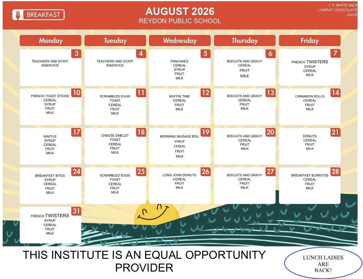 August Breakfast Menu