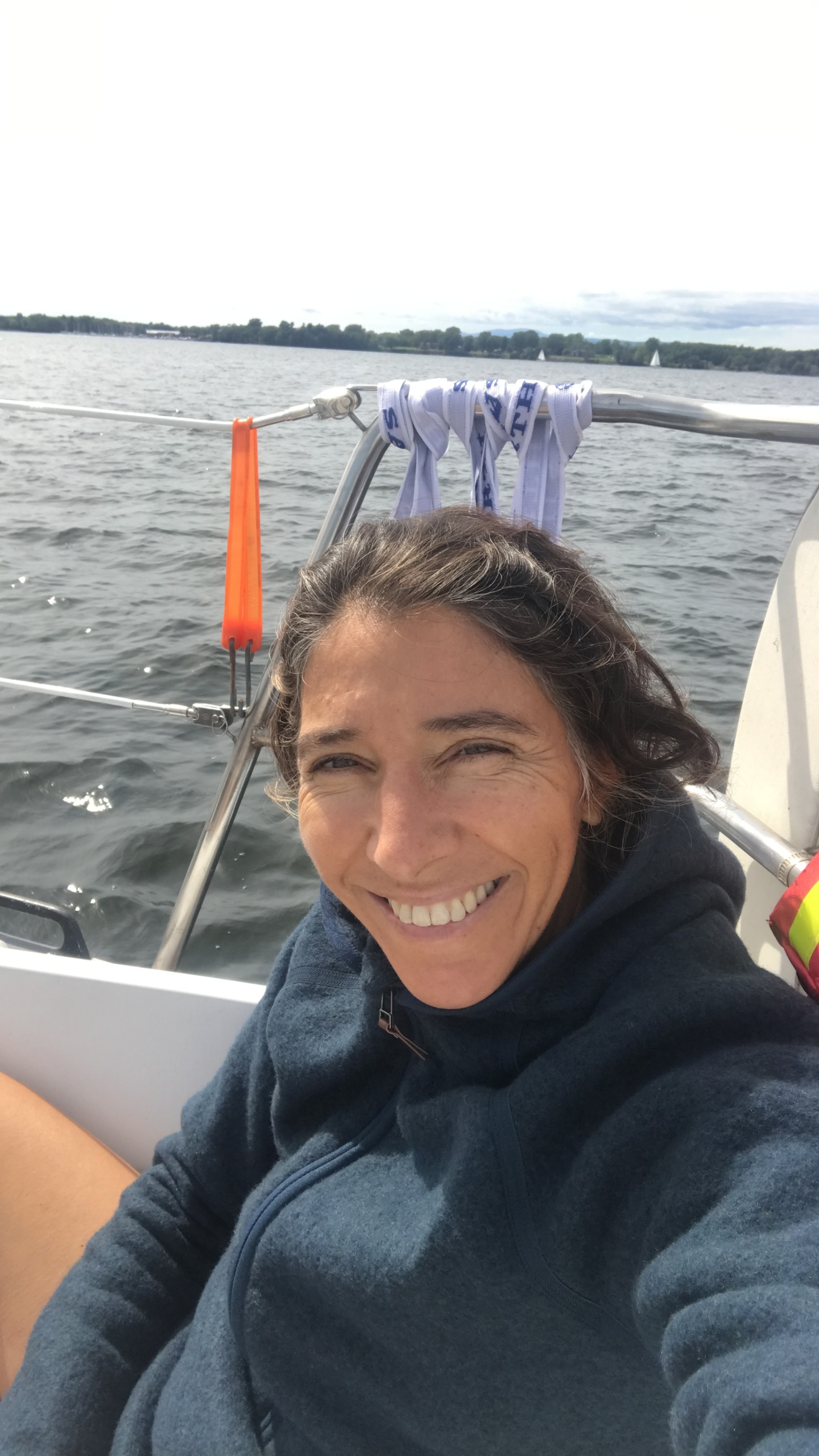 woman on windy boat