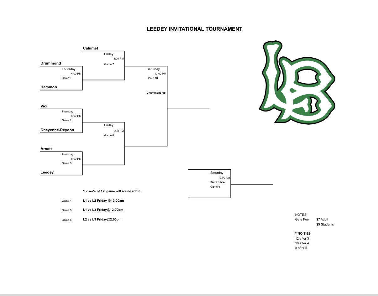 Leedey Baseball Tourn. 8-20 thru 8-22