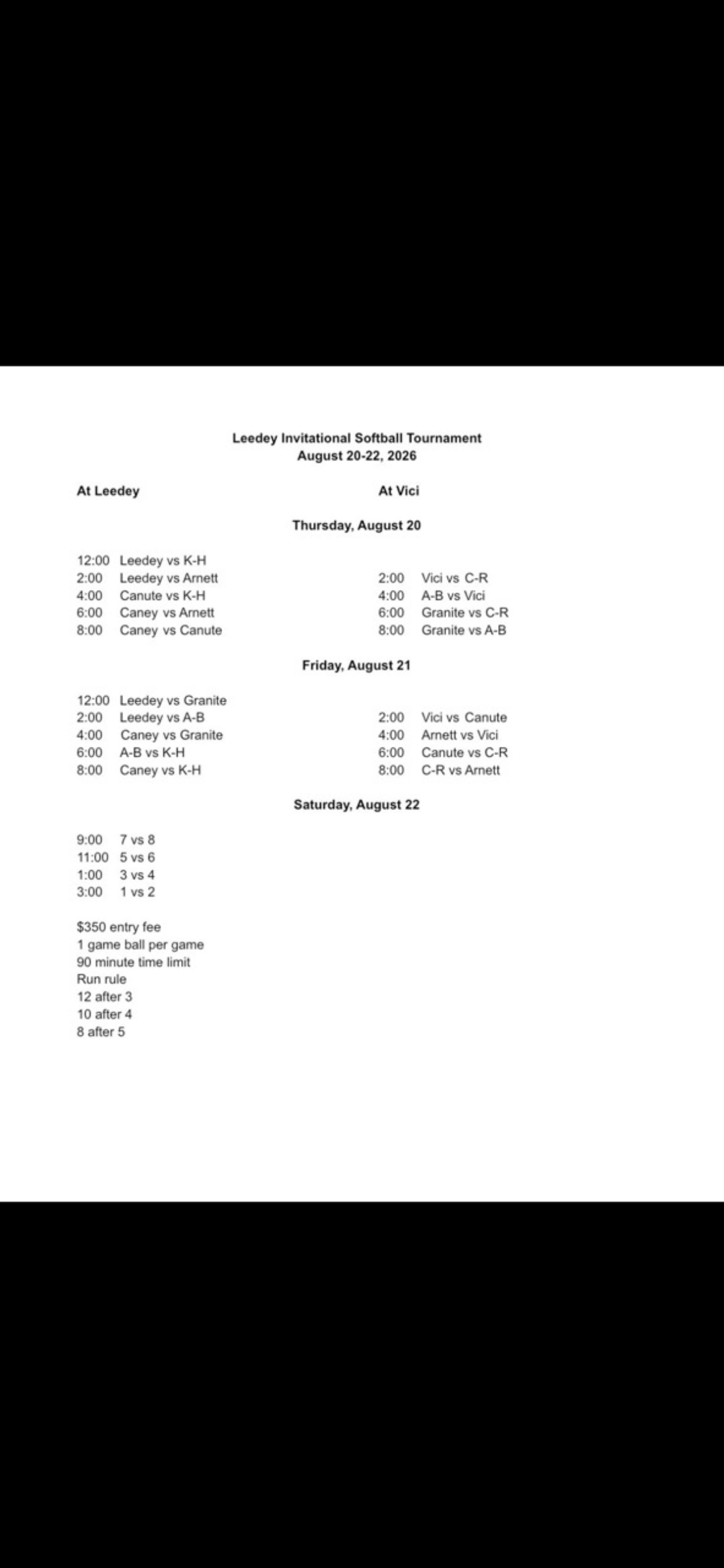 Leedey SB Tournament 