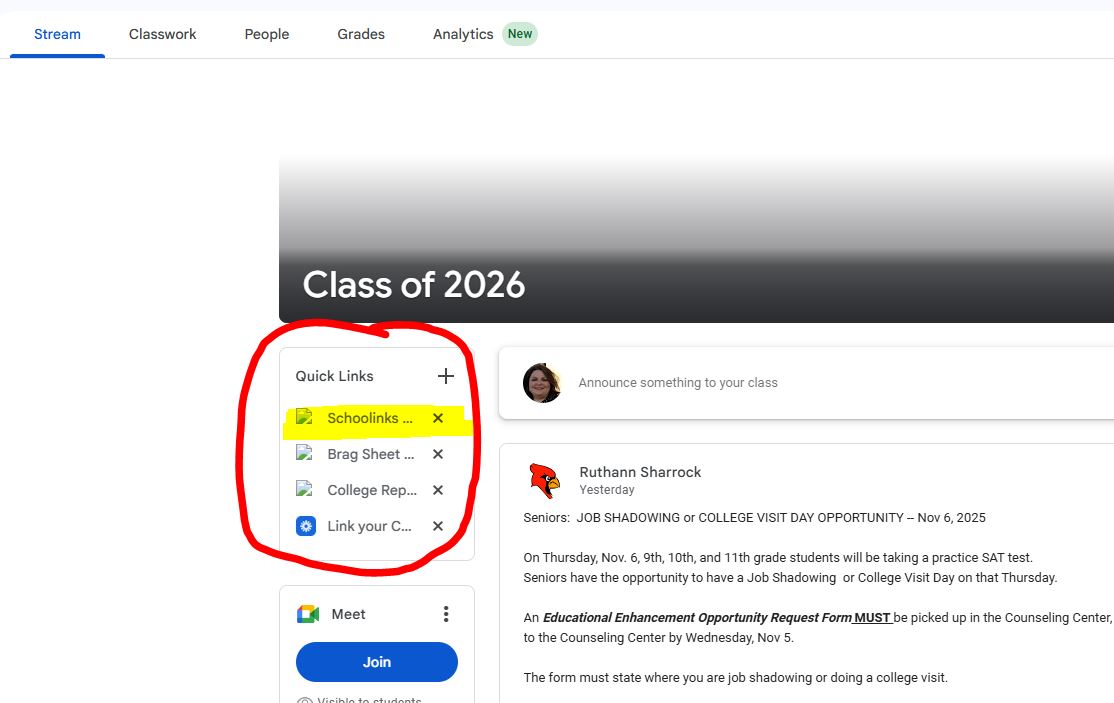 SchoolLinks Google Classroom screenshot