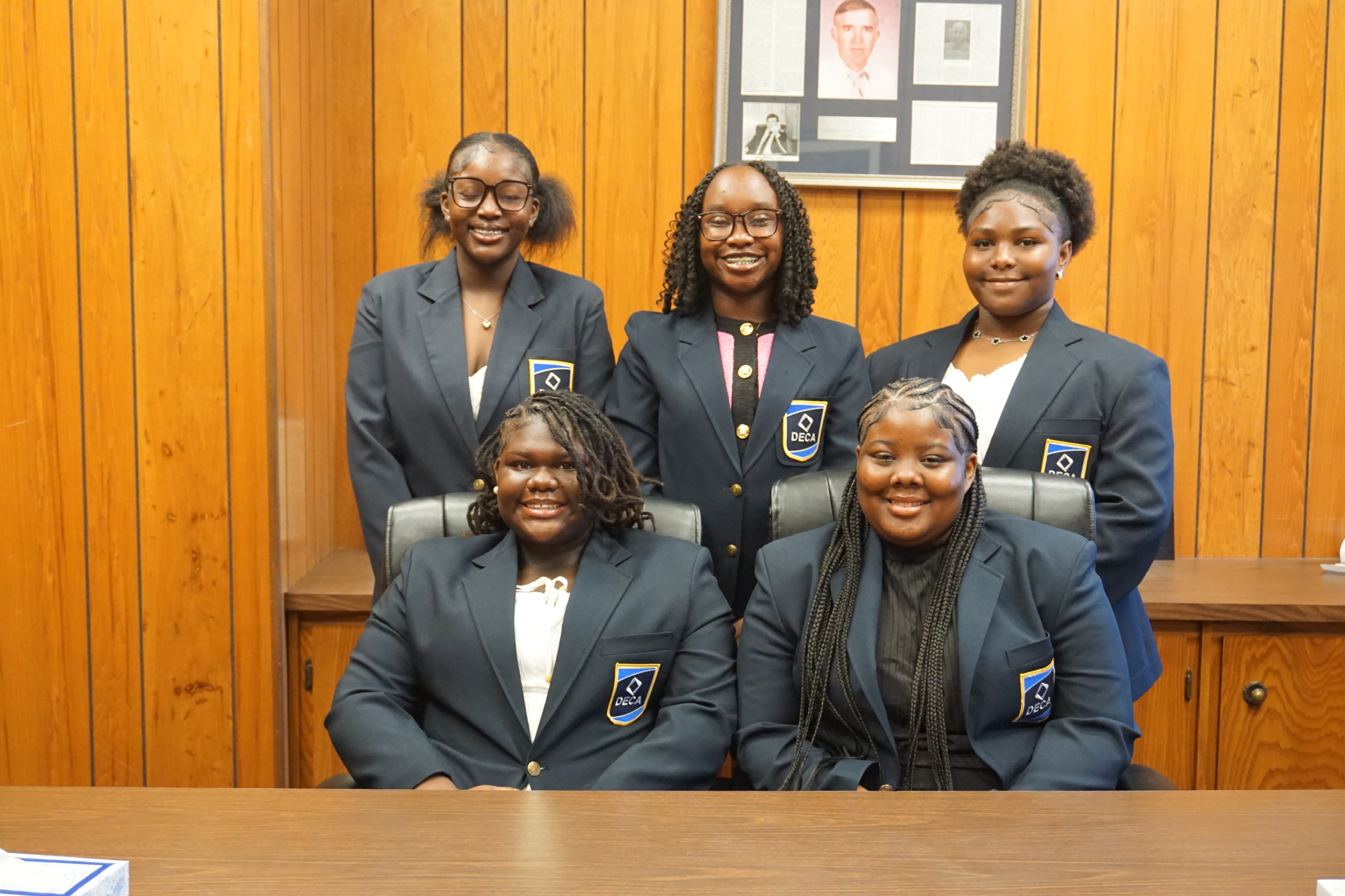 Sitting (L to R): Daisha Owens (Vice President), Ashland Kersh (President) Standing (L to R): Kaydence Figgers (Fundraising Chairman), Ashlyn Magee (Secretary), Aaliyah Robinson (Treasurer)