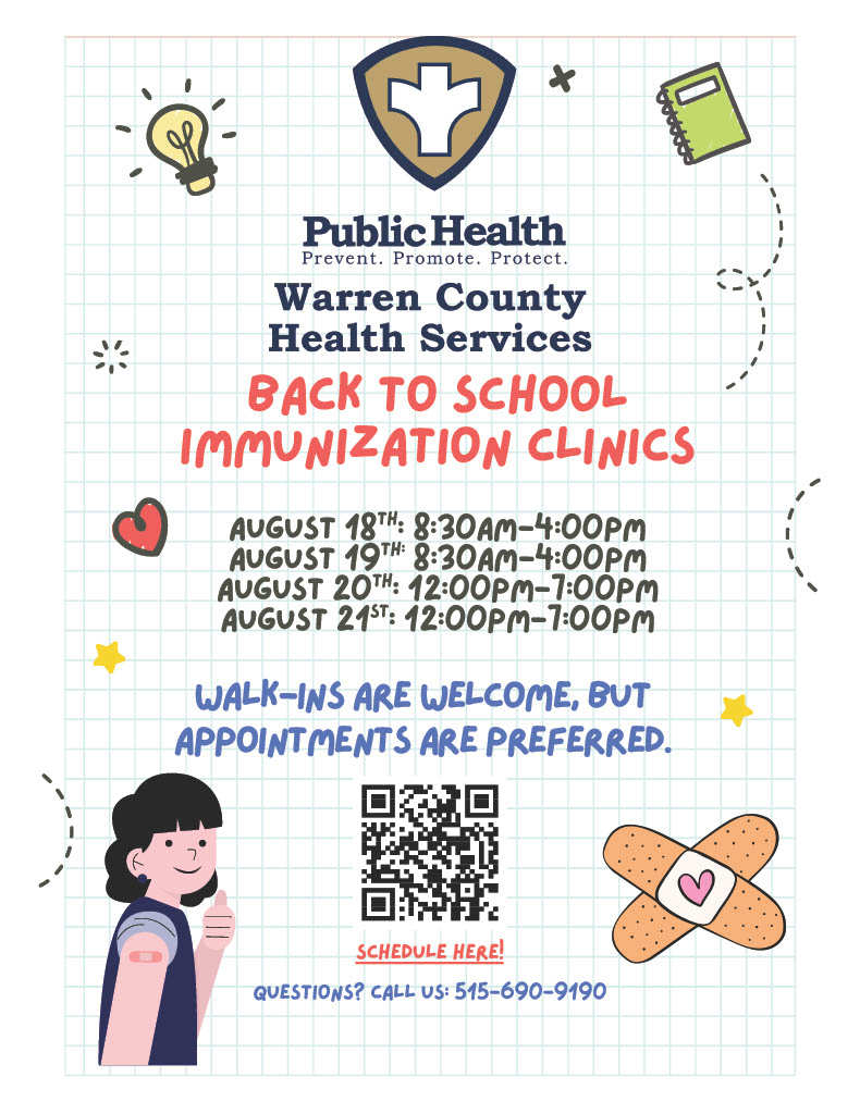 Back to School Immunization Clinics Flier