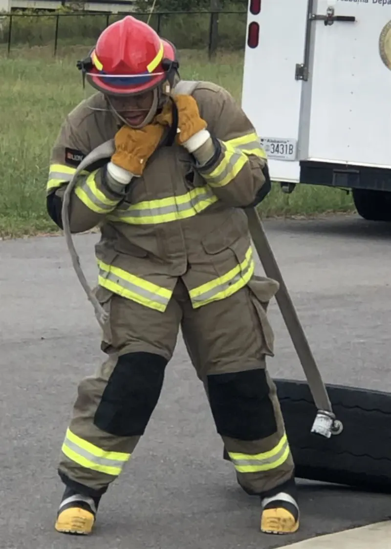 AHS Student Doing Fire Fighter Training