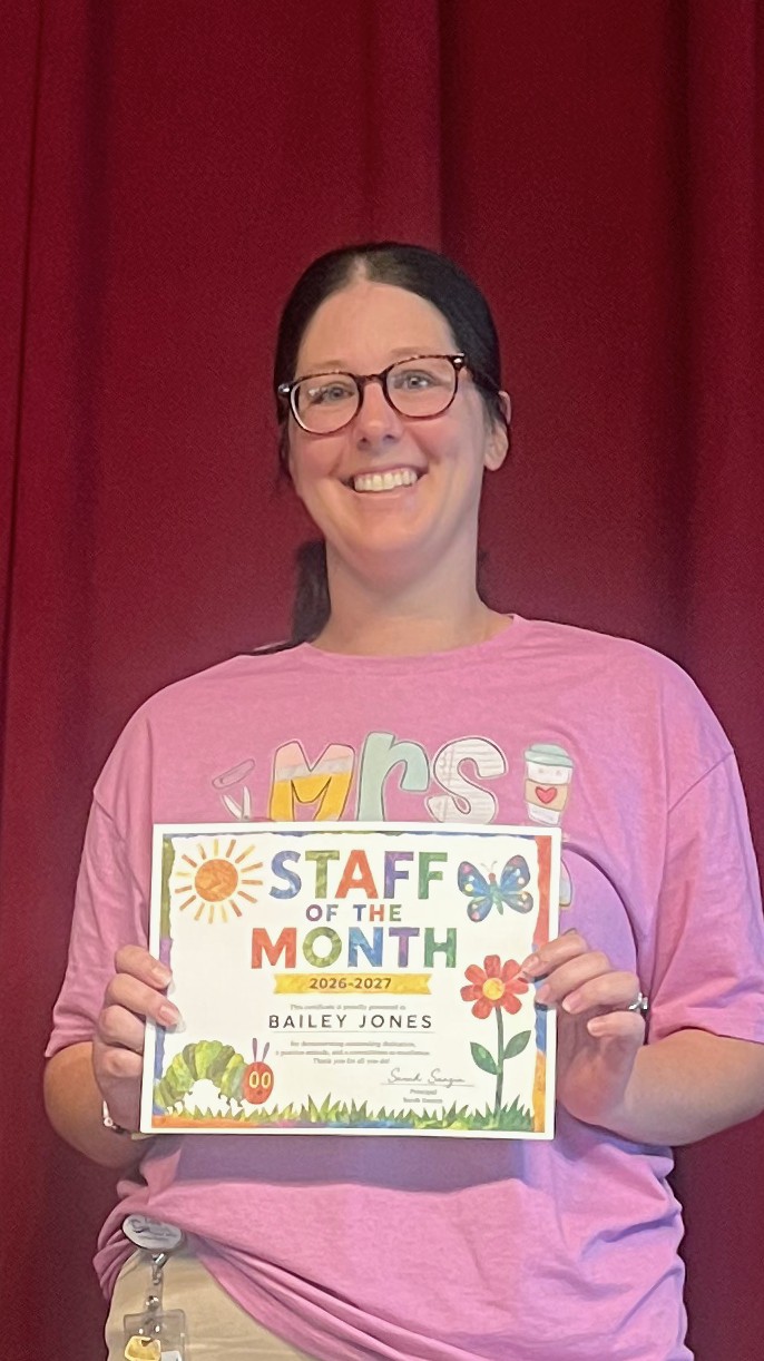 Picture of mrs Jones staff of the month