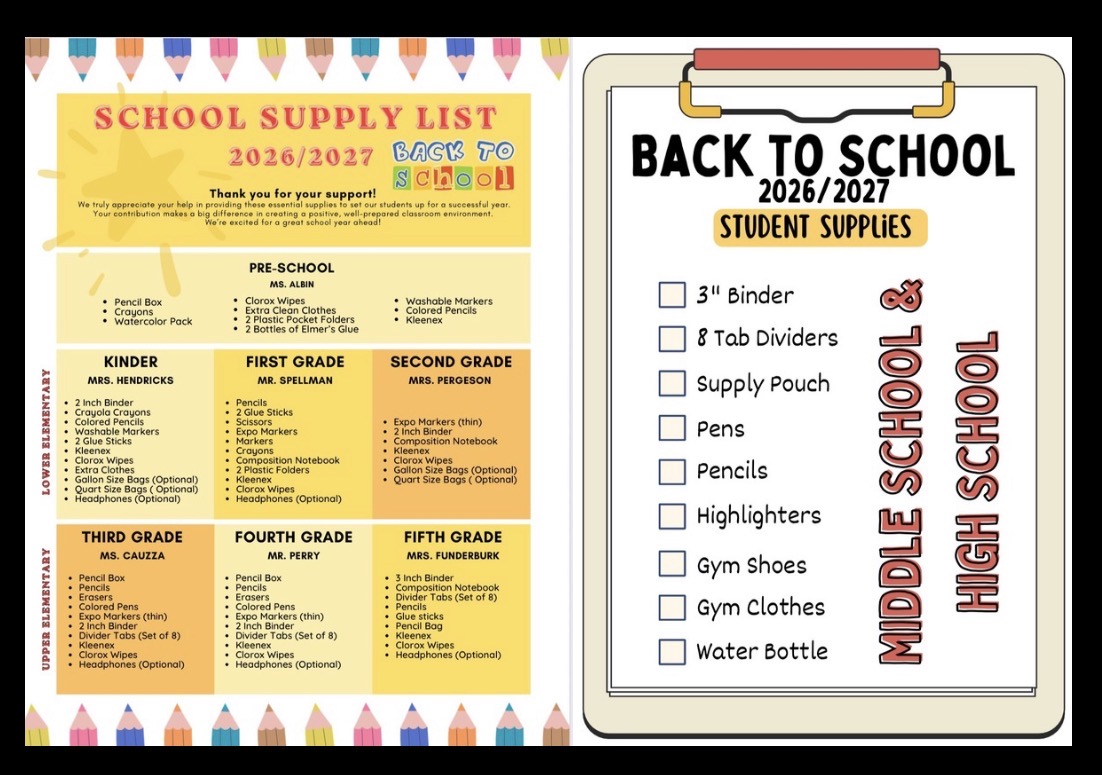 School Supply Lists & Open House
