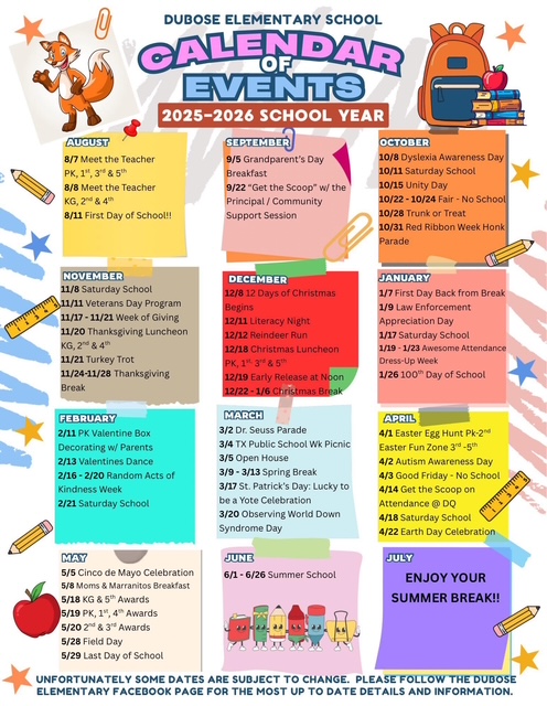 Calendar of Events 
