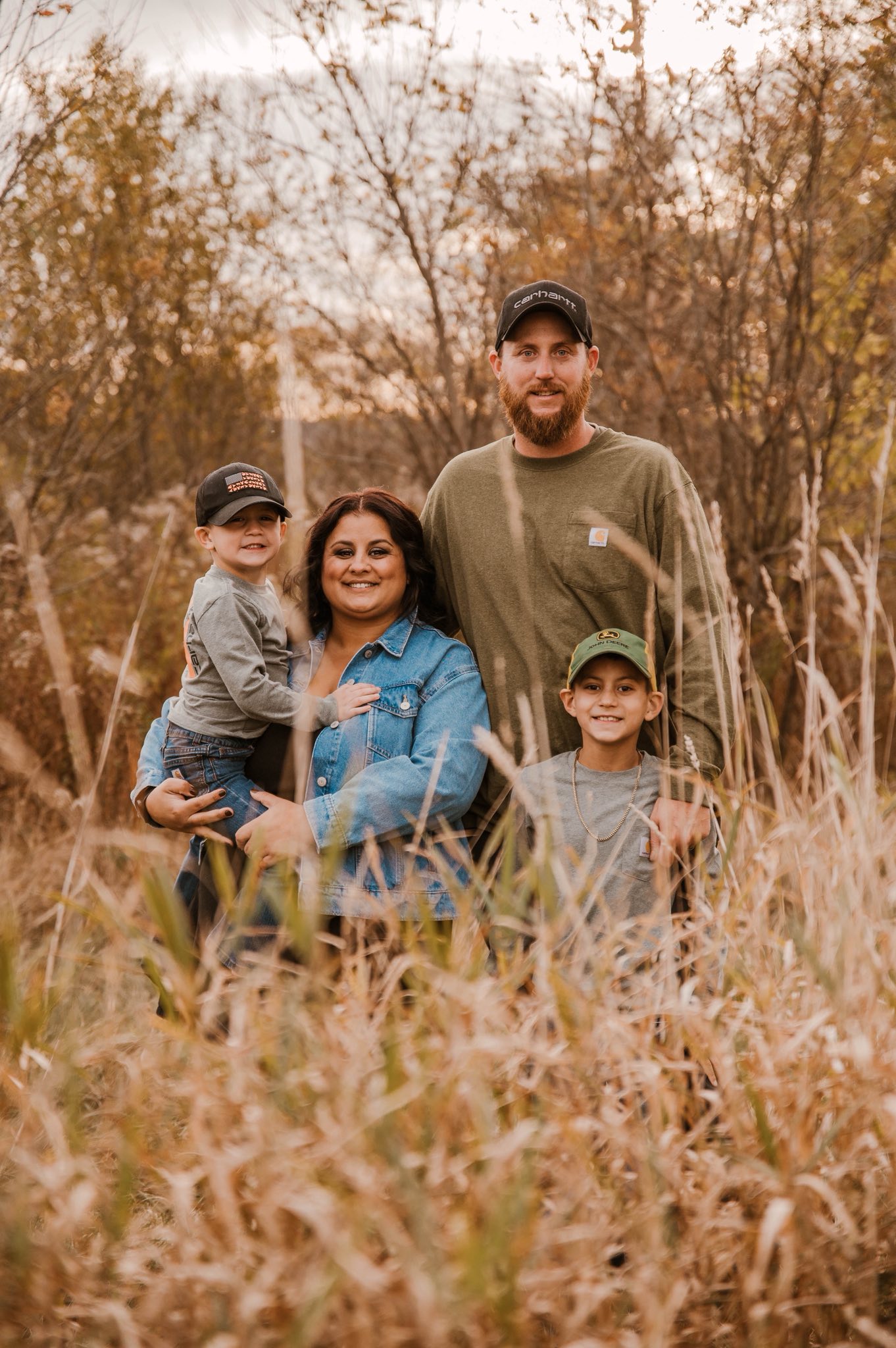 families in a fall field 