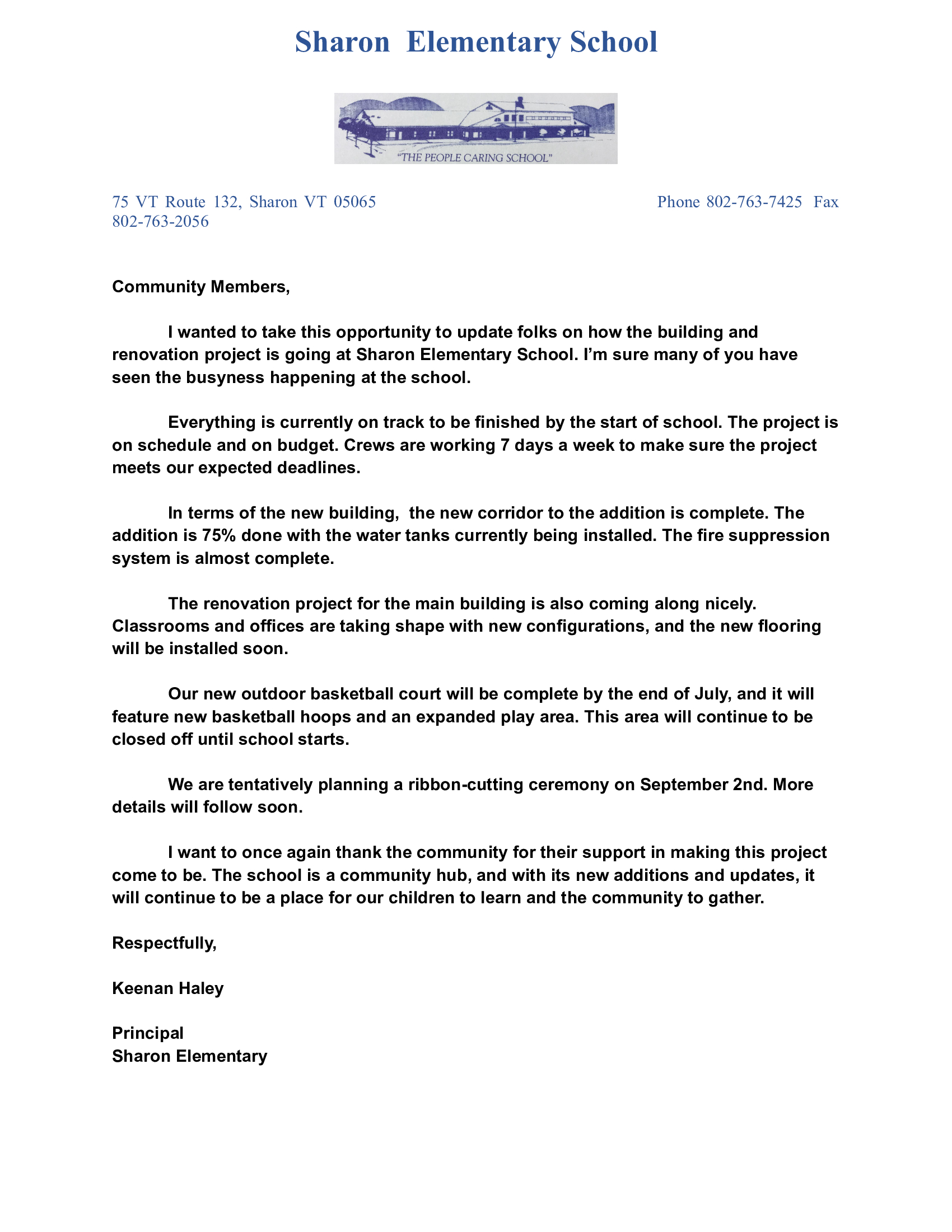 building update letter