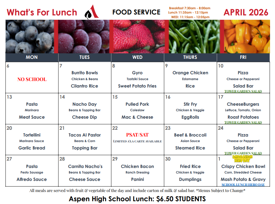 AHS Lunch Menu