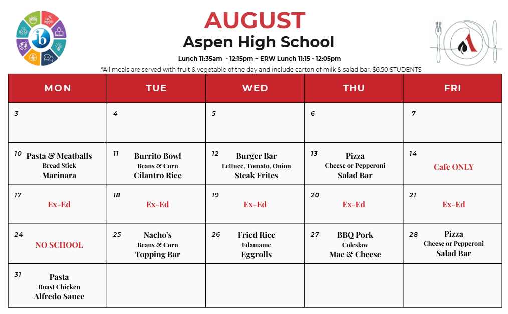 AHS Lunch Menu