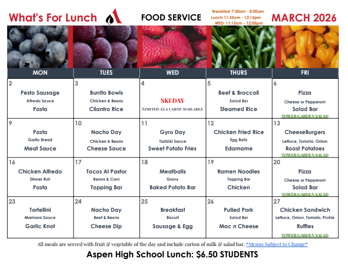 AHS Lunch Menu