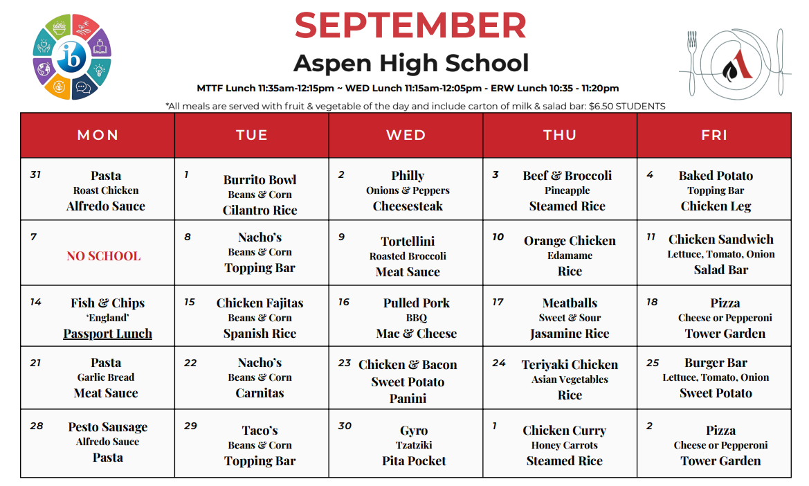 AHS Lunch Menu