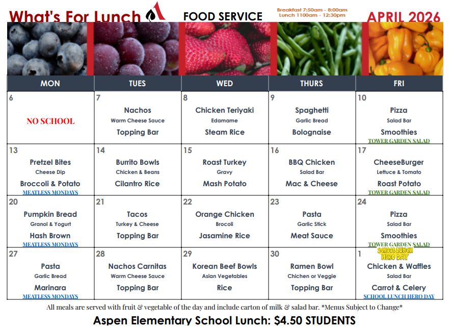 AES Lunch Menu
