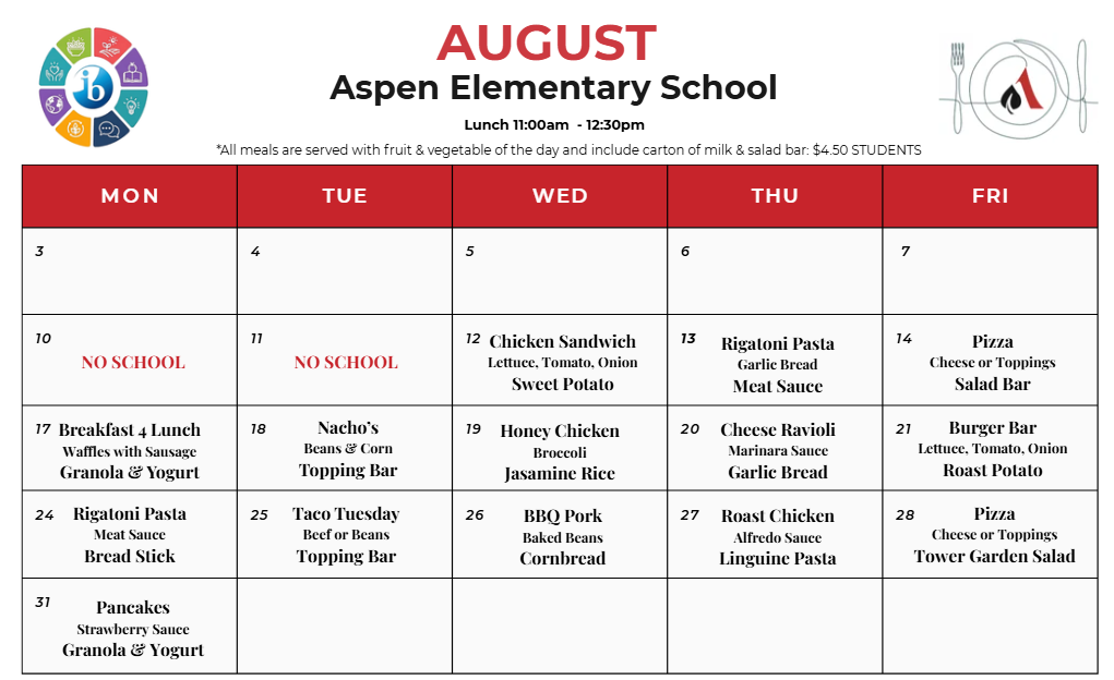 AES Lunch Menu