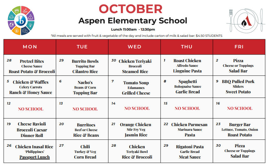 AES Lunch Menu