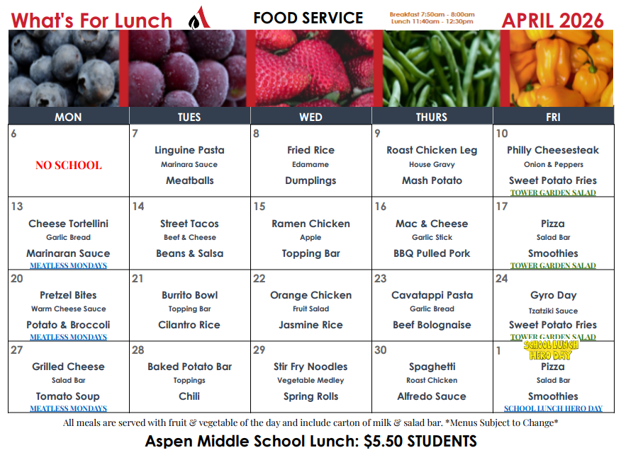 AMS Lunch Menu