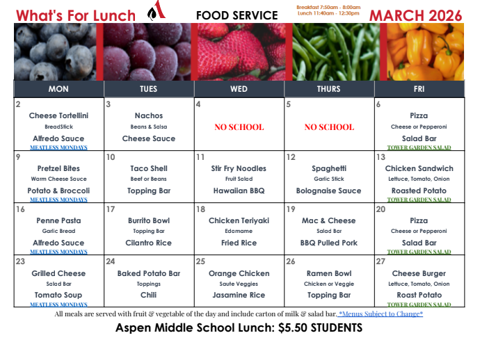 AMS Lunch Menu