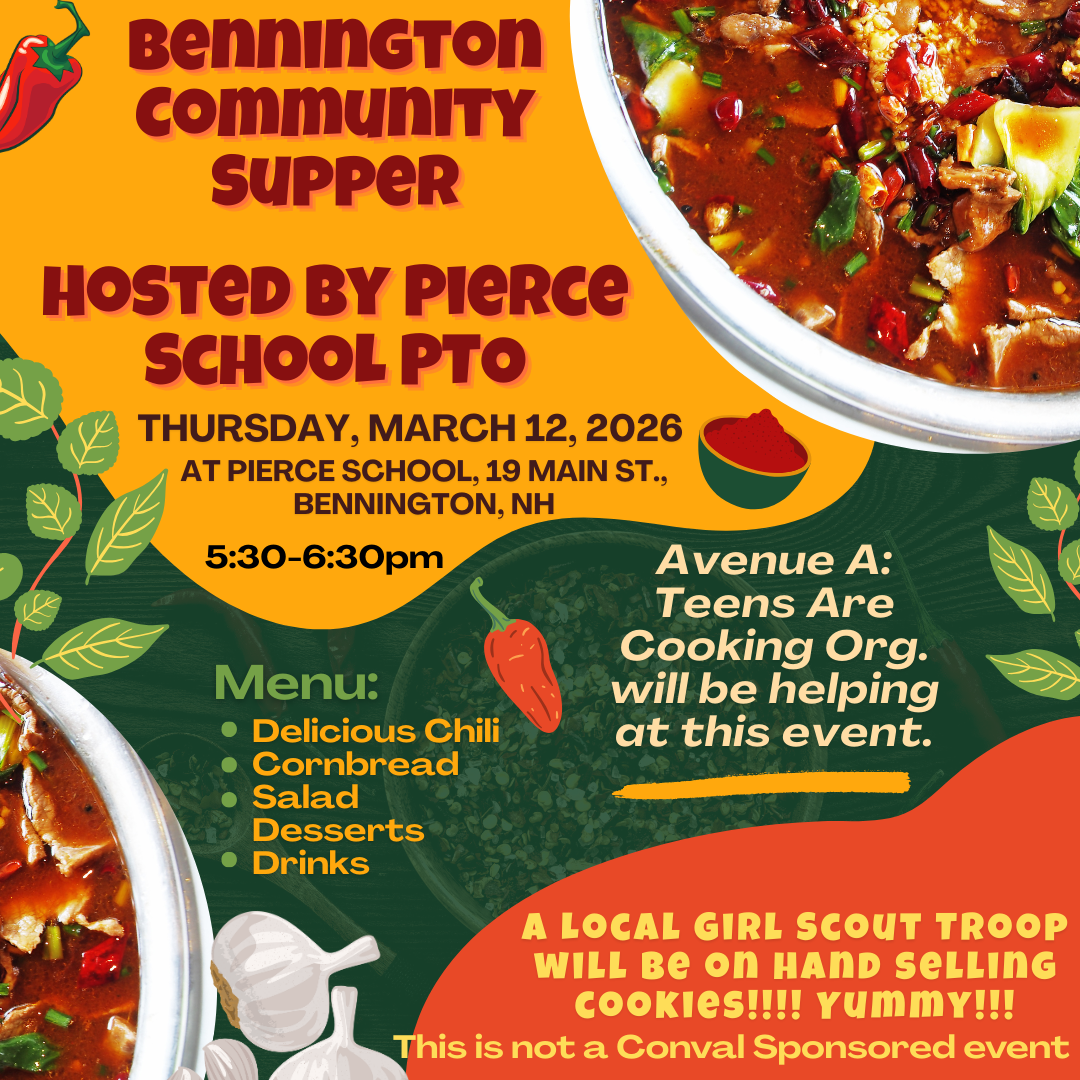 A flyer advertising the Community Supper on March 12 at 5:30