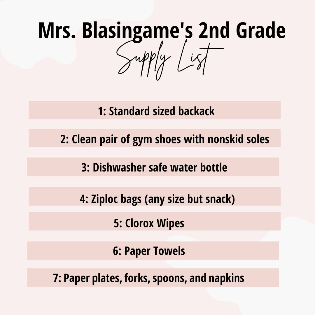 Blasingame's supply list