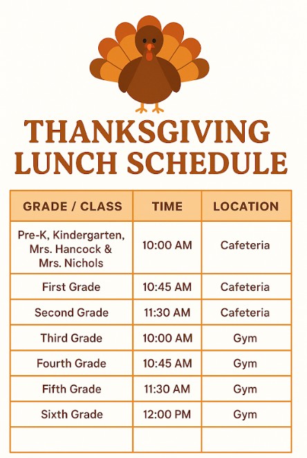thanksgiving lunch times