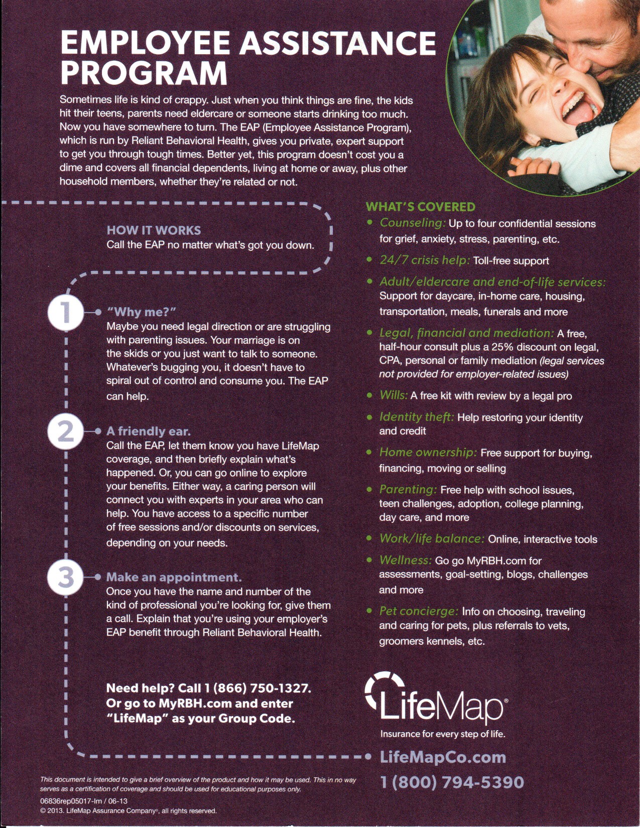 The backside of the flyer on the employee assistance program