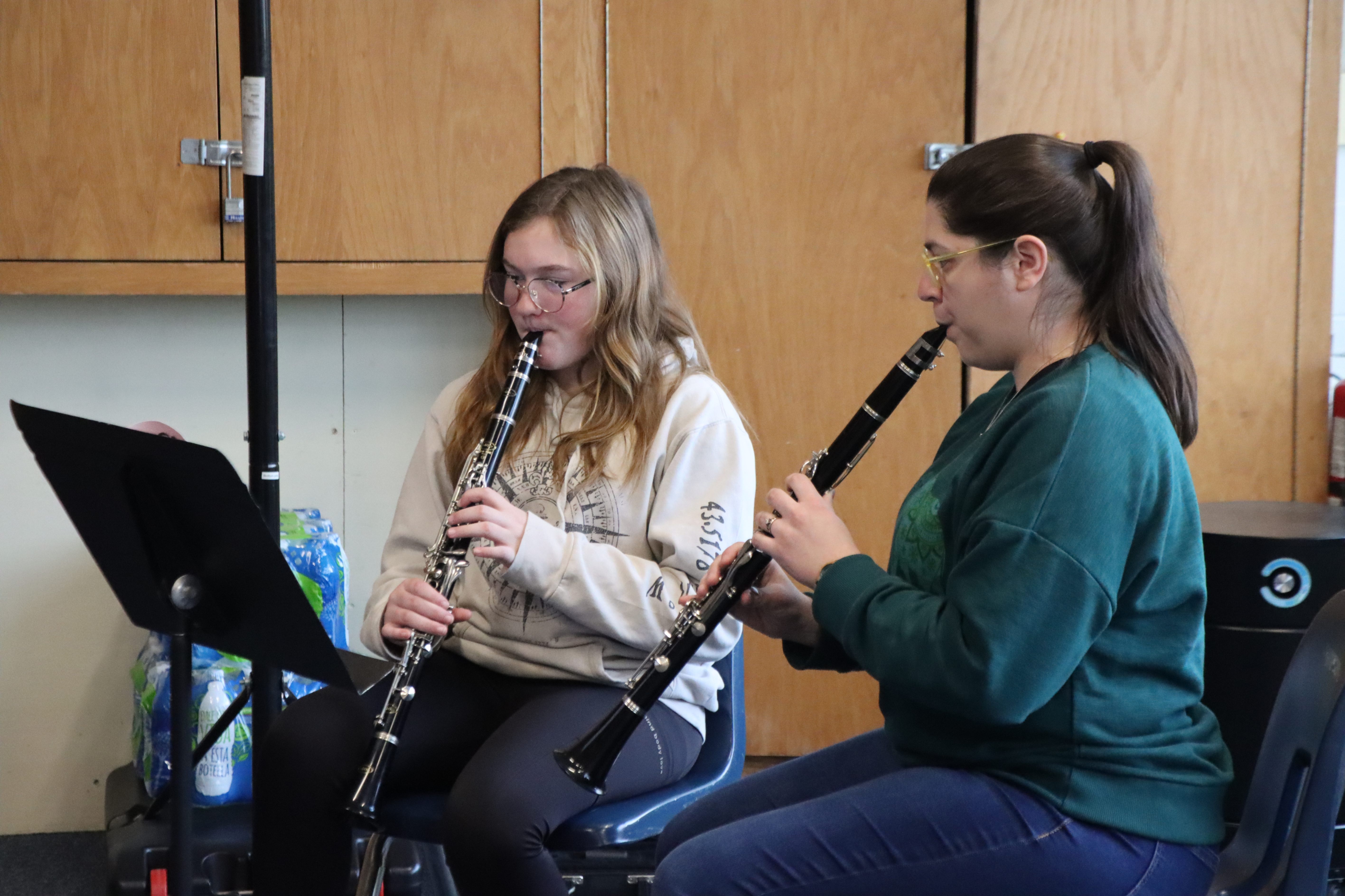 student playing clarinet