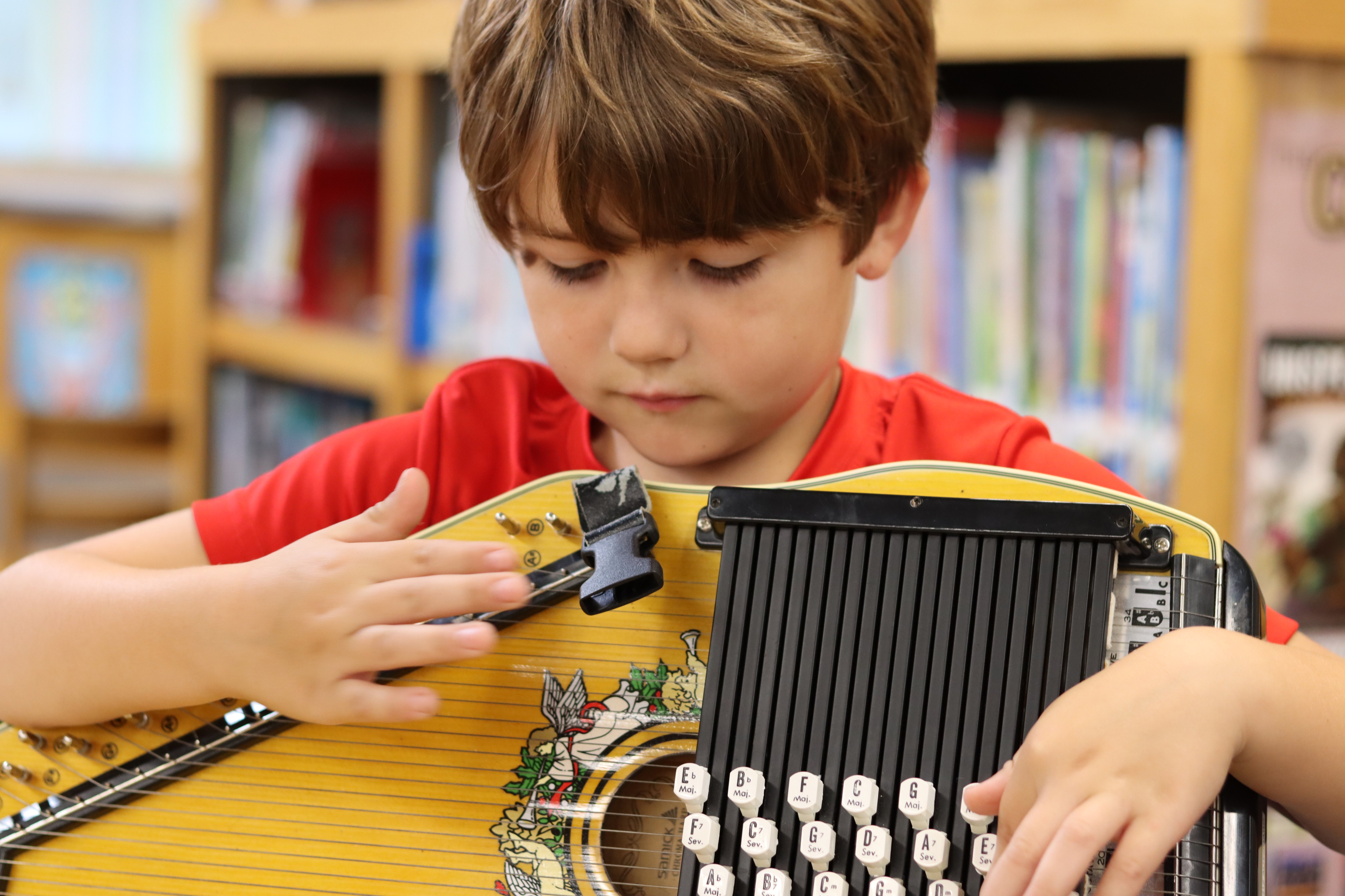 student playing instrument