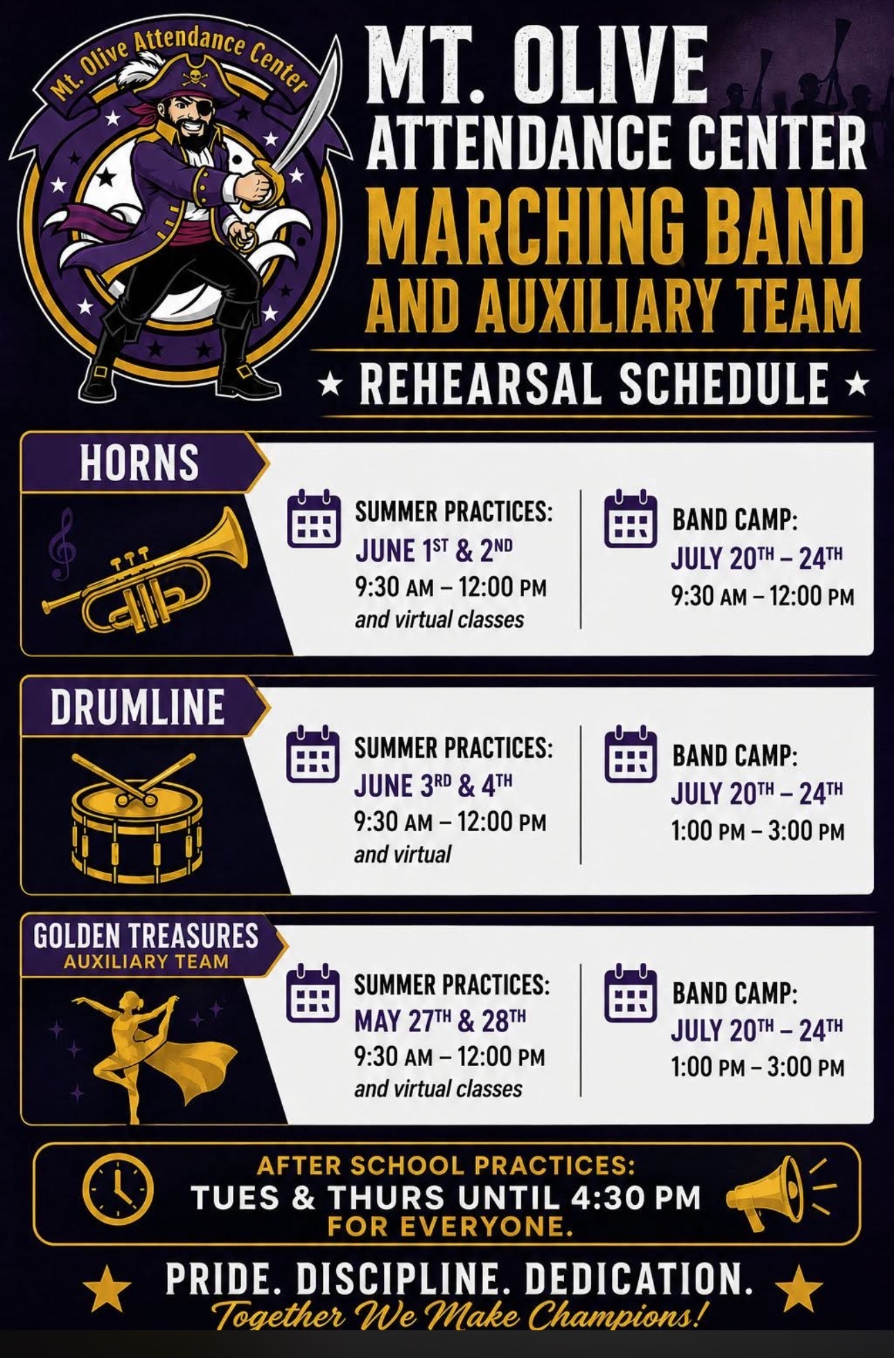 Band and Auxiliary Team Rehearsal Schedule