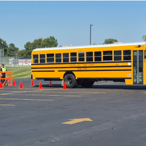 Bus on obstacle course