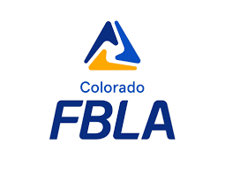  A triangular logo for Colorado FBLA, featuring a blue and gold abstract design above the words "Colorado FBLA" in dark blue font